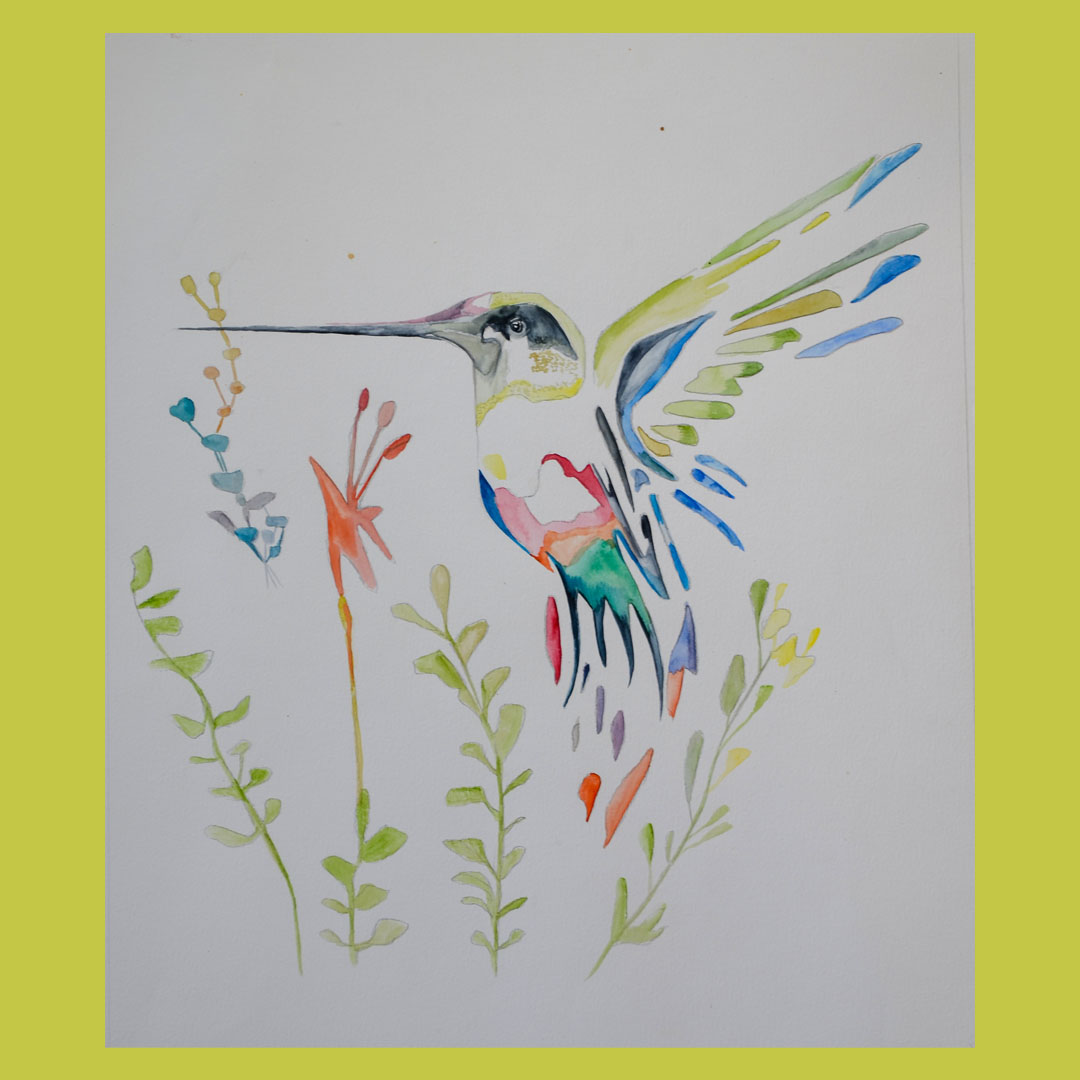 Luke Sky Watercolour green hummingbird