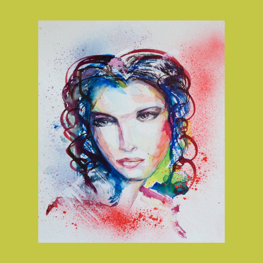 Luke Sky Watercolour painting captivating woman